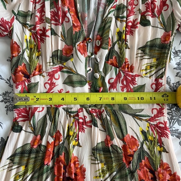 ASOS Long Sleeve Tropical Print Midi Dress Size 4 - Picture 15 of 16
